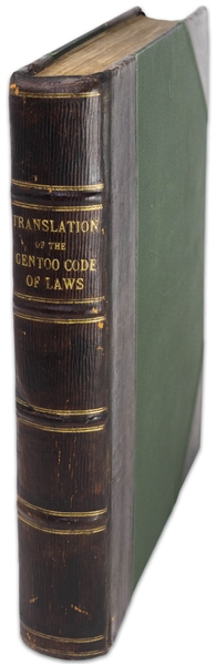 First Edition From 1776 of ''A Code of Gentoo Laws, or, Ordinations of the Pundits'' -- Translation of Hindu Law to Facilitate English Colonial Rule